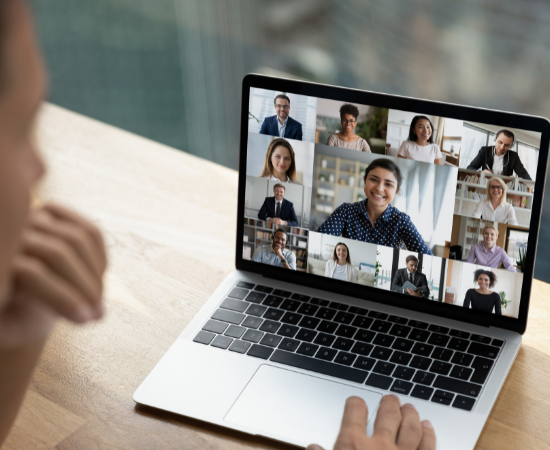 virtual meeting with group of employees