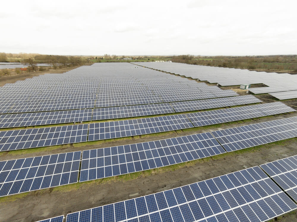 large solar farm in England producing electricity